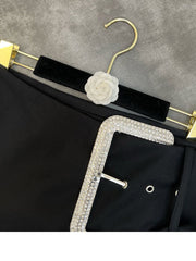 Rhinestone Buckle Mini Skirt