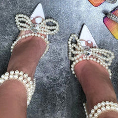 Rhinestone Butterfly-Knot High Heels