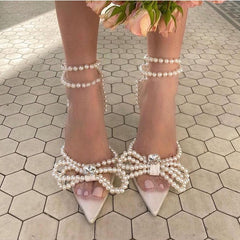 Rhinestone Butterfly-Knot High Heels