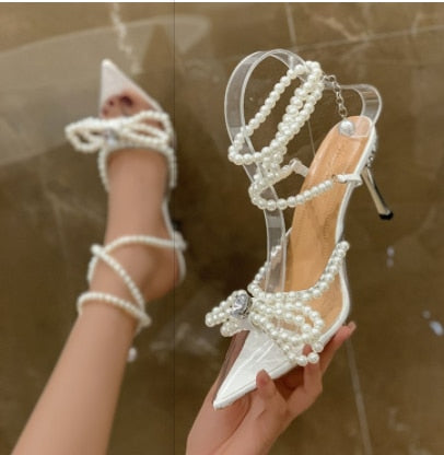 Rhinestone Butterfly-Knot High Heels