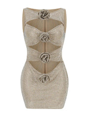 Rhinestone Cutout Bodycon Mini Dresses