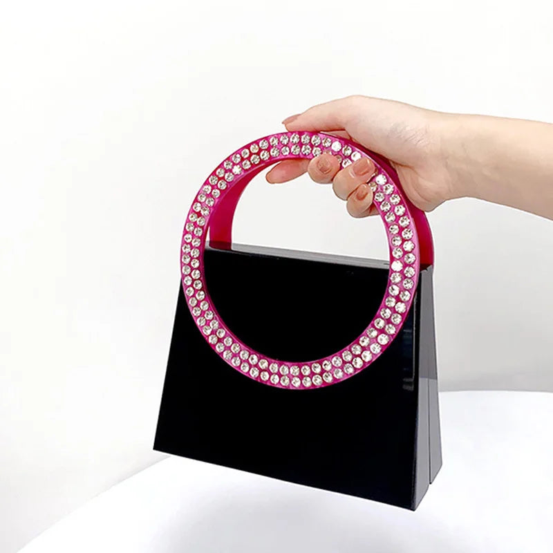 Rhinestone Marble Clutch Bag