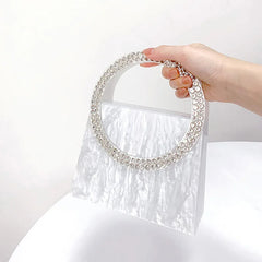 Rhinestone Marble Clutch Bag