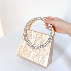 Rhinestone Marble Clutch Bag