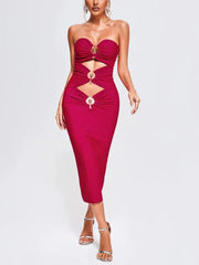 Rose Red Cocktail Bandage Dress