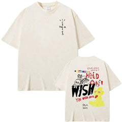 Cactus Jack Wish You Were Here Graphic Print T-shirt Hip Hop Vintage Oversized