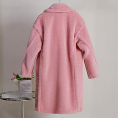 Pink Maxi Faux Fur Coat