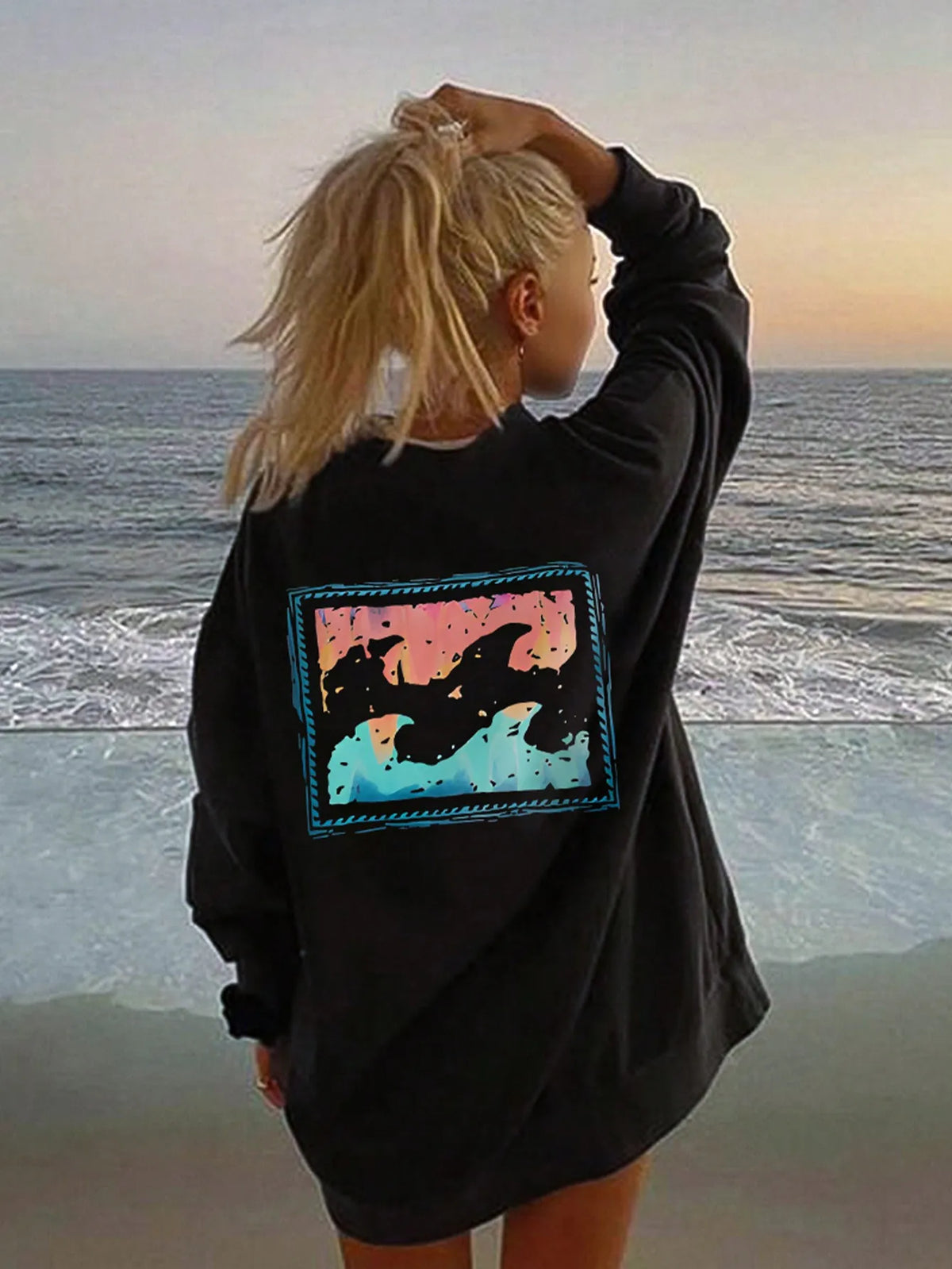 Autumn Wave Graphic Women Sweatshirt