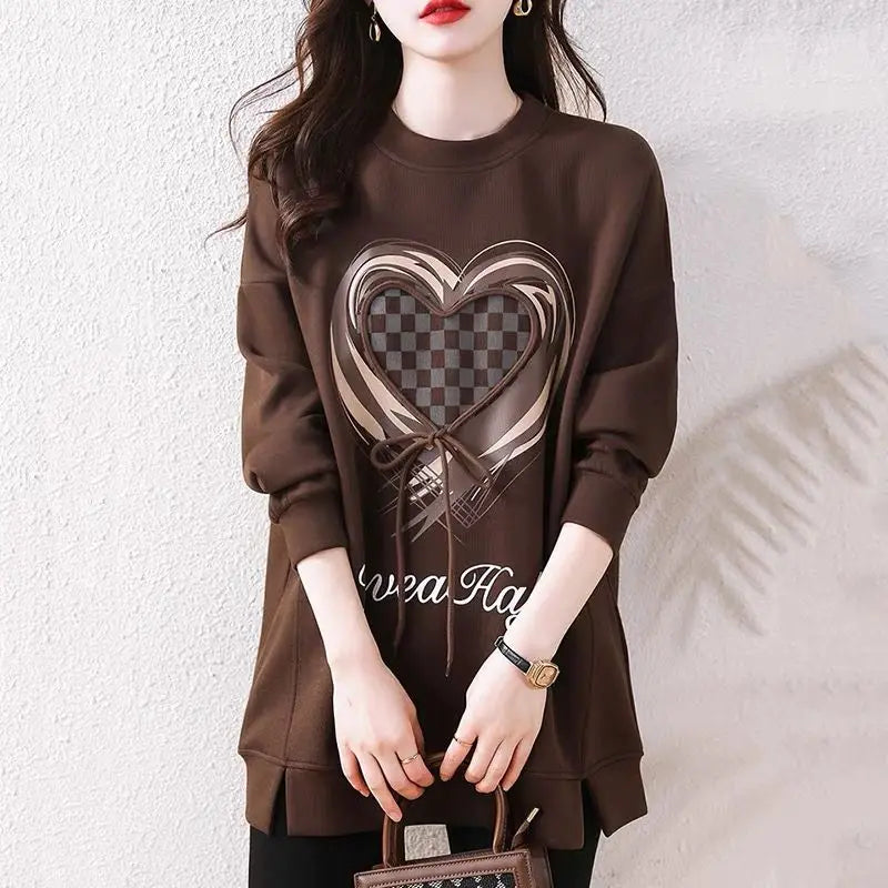 Pure Cotton Fashionable Long Sweatshirt in Autumn and Winter New Popular Harajuku