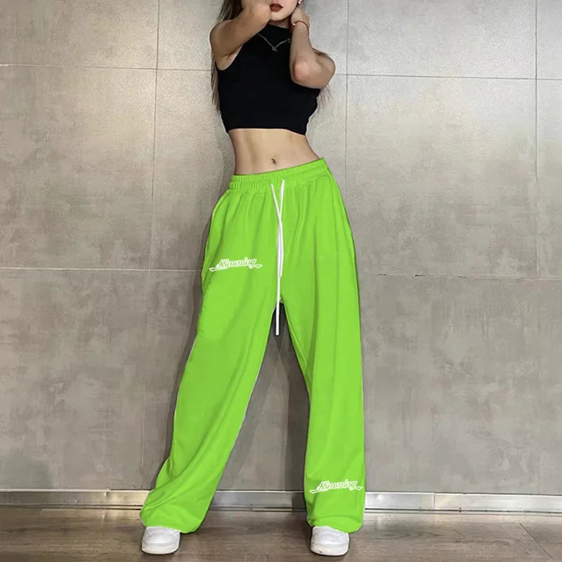 2024 New Streetwear White Sweatpants Women Korean Style Letter Print