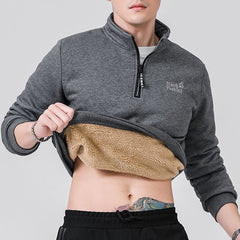 Men Winter Sweatshirts  Warm Sportswear Zipper Long Sleeve Sweat Shirts Male Black Vintage