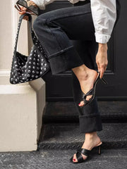 Got It Secured Black Studded Handbag