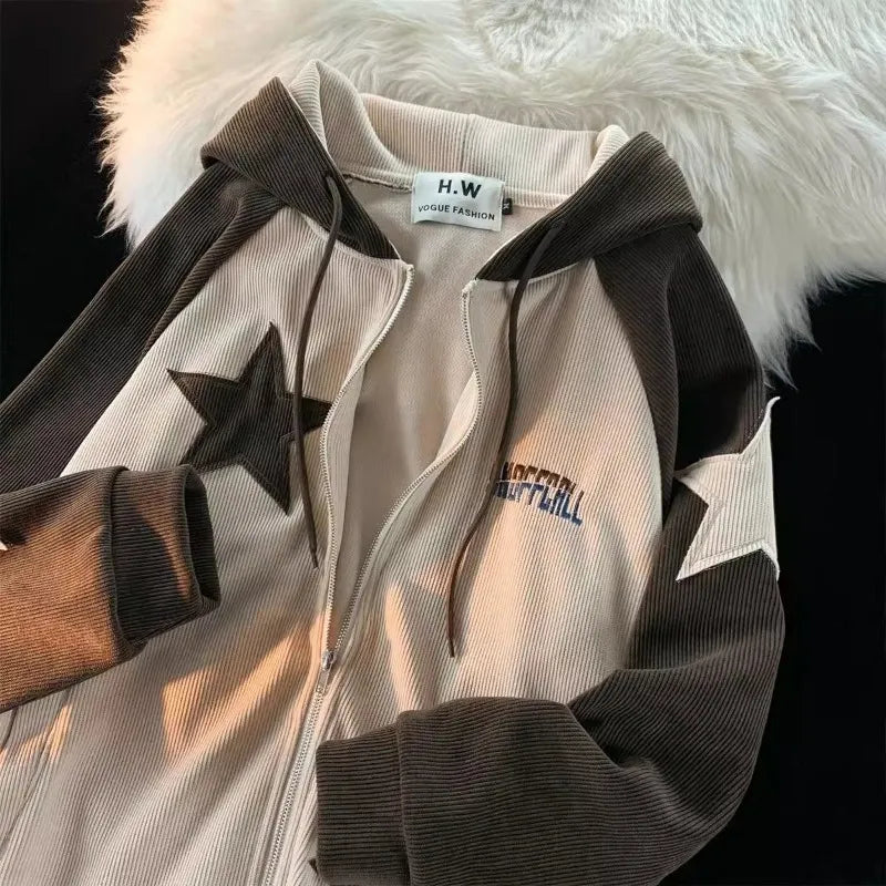 Women's Vintage Geometric Patch Design Jacket All Season Streetwear