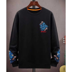 2024 Spring Men Sweatshirts: O-Neck Casual Embroidery Loose Korean Tops