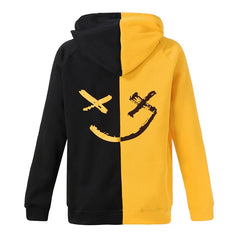 Men Smiling Face Hoodie: Stylish Spring  Autumn Fashion with Two-Tone Splicing