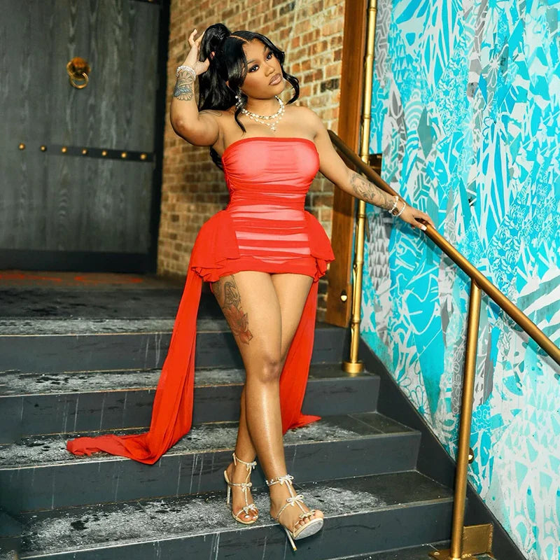 On Your Mind Sheer Strapless Dress