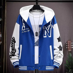 Men's Korean Hooded Baseball Jacket - Harajuku High Street Style, Autumn Teen Fashion, Quality Button-Up