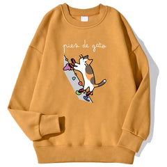 Brave Climbing Cat Printing Men Pullover Casual Trend Hoodies Harajuku