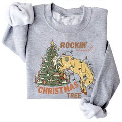 Rockin the Christmas Tree Sweatshirt Cowboy Cowgirl Christmas Sweatshirt Cozy Tops Sudadera