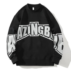 Spring Vibes Men Loose-Fitting Letter Top Round Neck Sweater for Autumn Comfort
