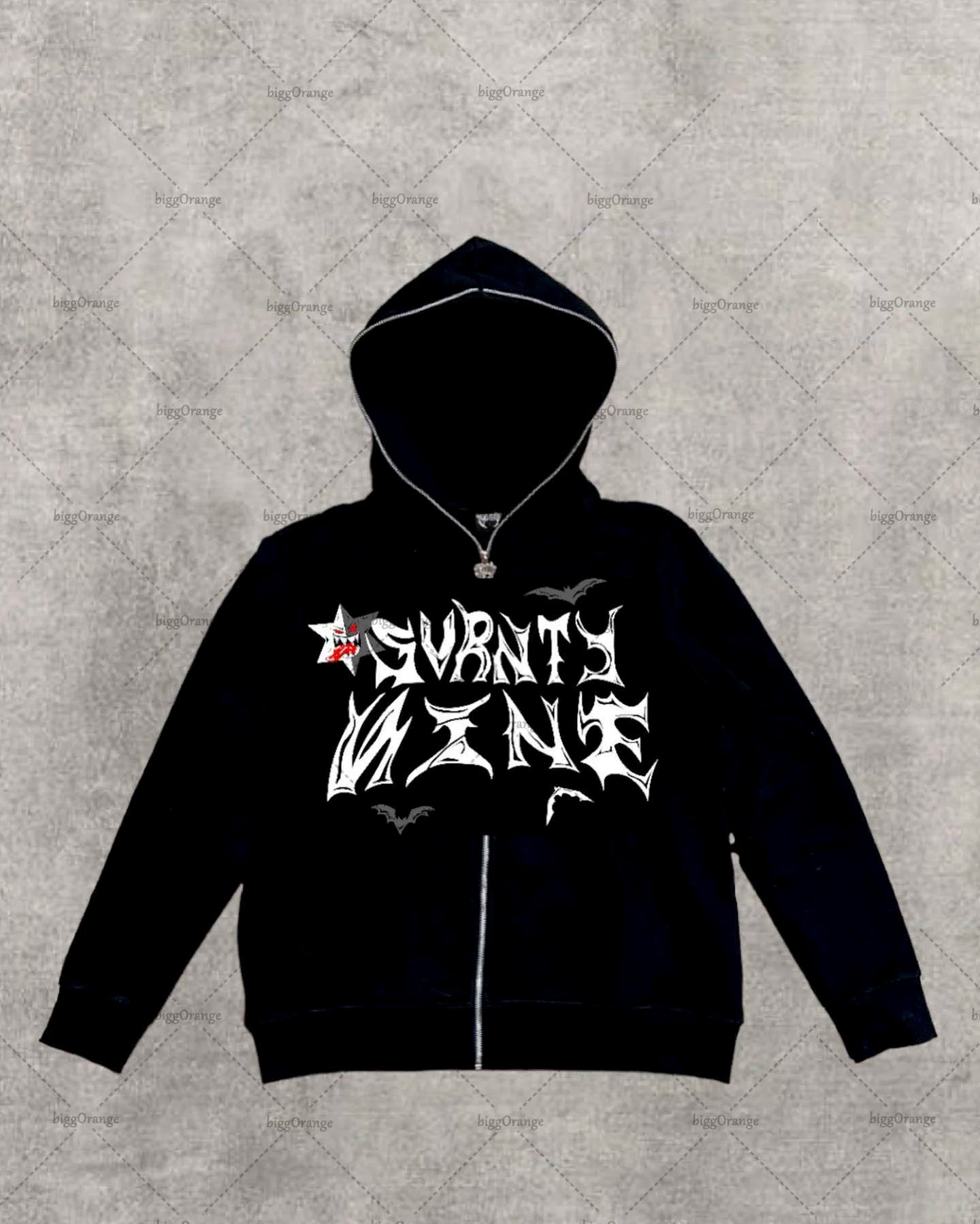 Zip Up Gothic Cartoon Hoodie Women Y2K Street Style