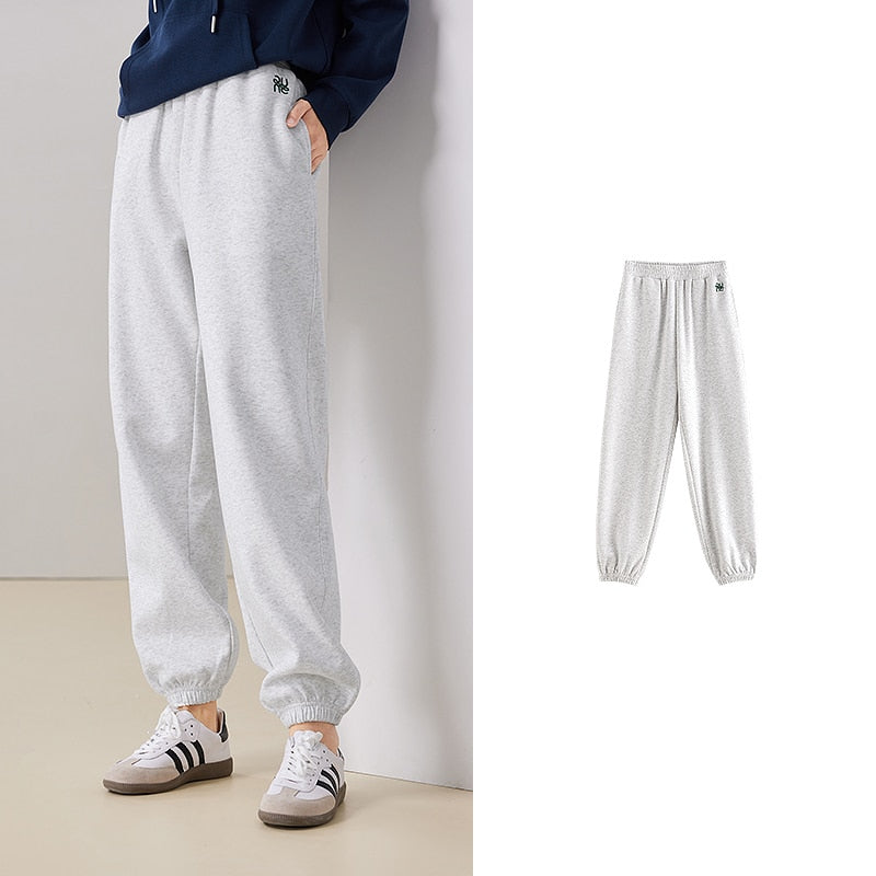 2023 Autumn Women's Sweatpants: Stylish Logo Embroidery and Elastic Waist