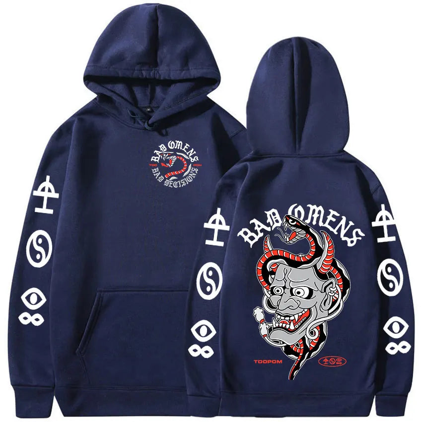 Bad Omens Tour Hoodie Men's Retro Hip Hop Fleece