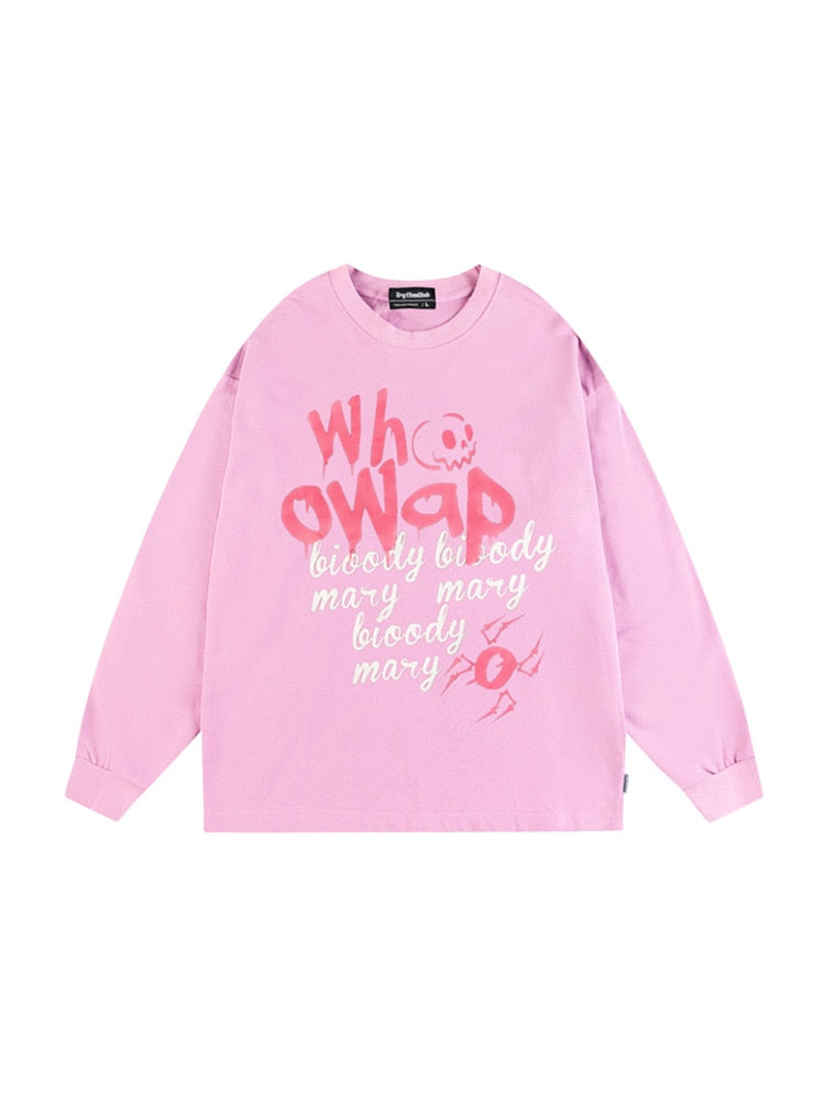 Chic Foam Letter Print Sweatshirt Embrace Casual Fashion with Style