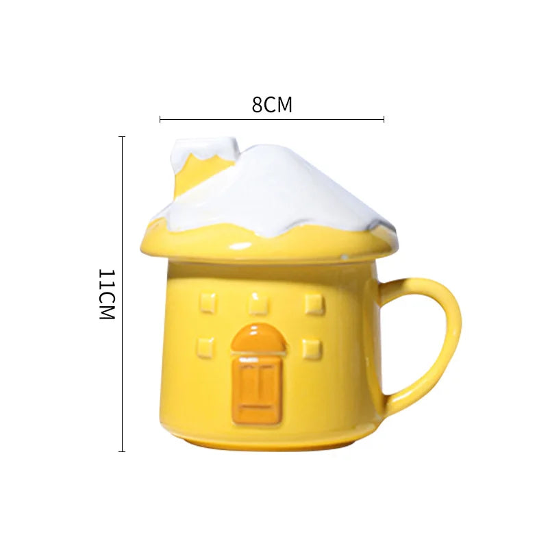 ingerbread House Ceramic Coffee Mug with Lid Cute Kitchen Drinkware