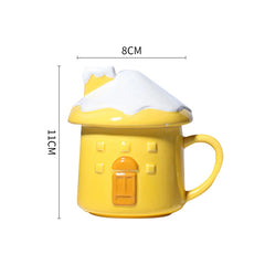 ingerbread House Ceramic Coffee Mug with Lid Cute Kitchen Drinkware