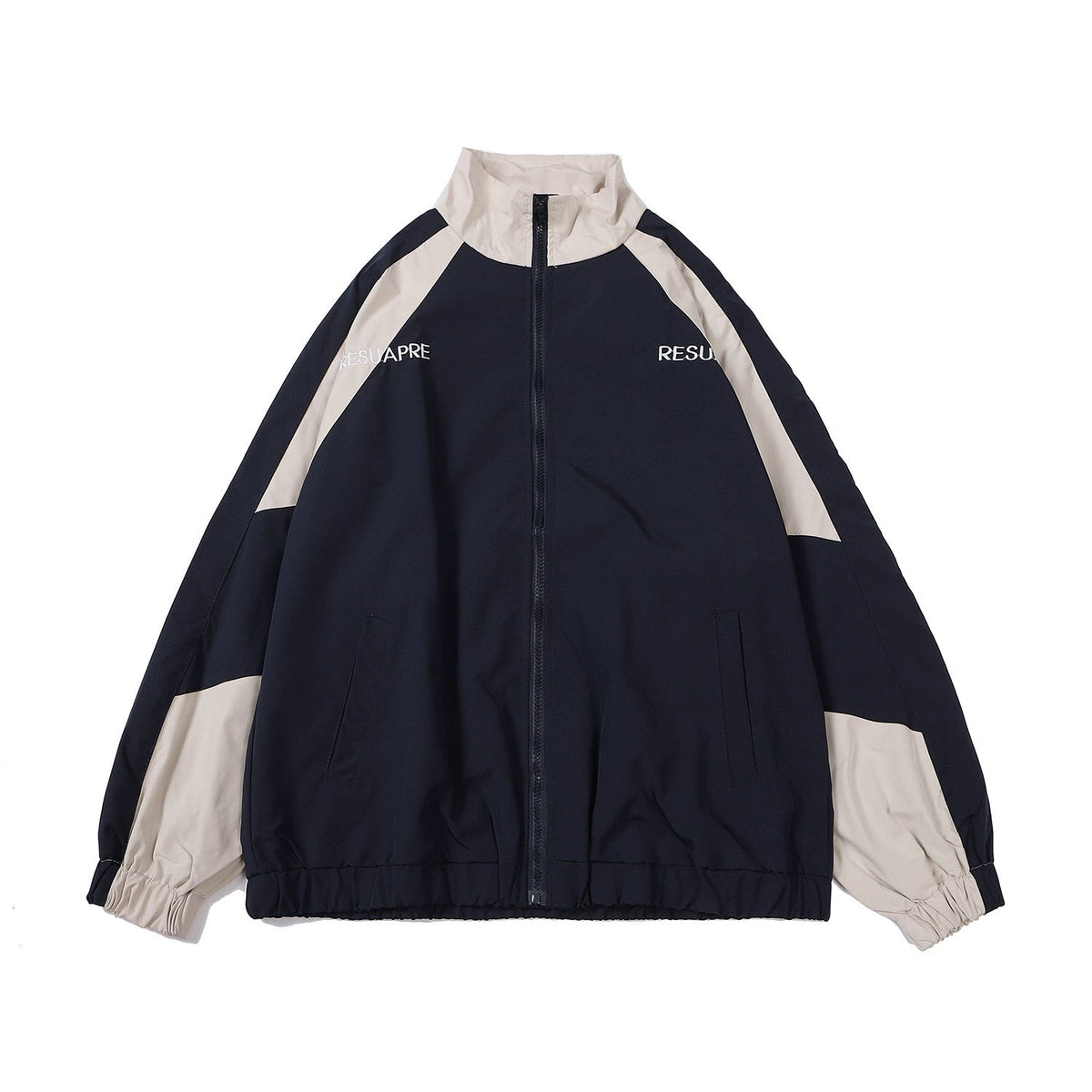 Men Hip-Hop Windbreaker Jacket with Patchwork and Color Block Design