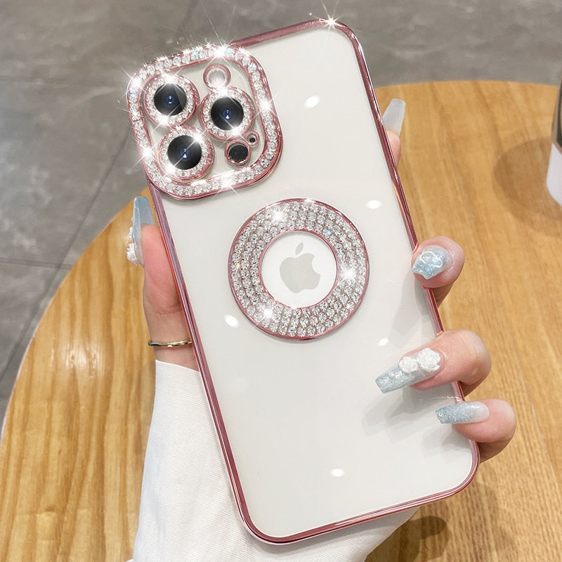 Deluxe Bling Diamond Phone Case for iPhone Transparent Soft Silicone