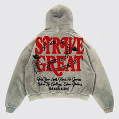 Letter Print Hoodies Men Graphic Top American Oversized Streetwear