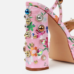 Uncovered Crystal Blocked Heels
