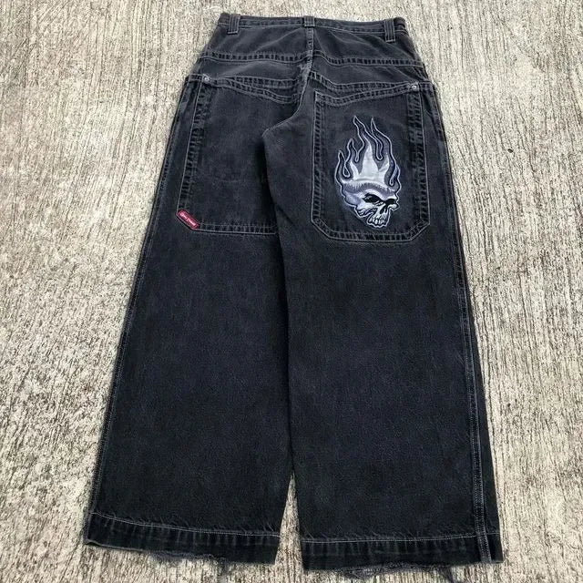 Jeans Hip Hop Big Pocket Oversized Graphic Print Men