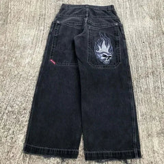 Jeans Hip Hop Big Pocket Oversized Graphic Print Men