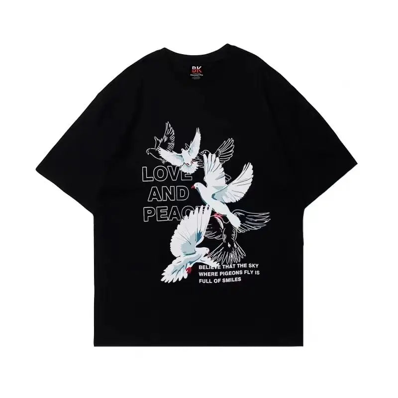 Retro Peace Dove T-Shirt Men:  Summer Fashion Design
