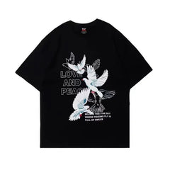 Retro Peace Dove T-Shirt Men:  Summer Fashion Design
