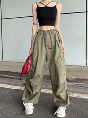 Retro Green Cargo Pants for Women - Y2K Streetwear
