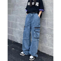 Chic Vintage Street Women's Cargo Pants Wide-Leg Elegance