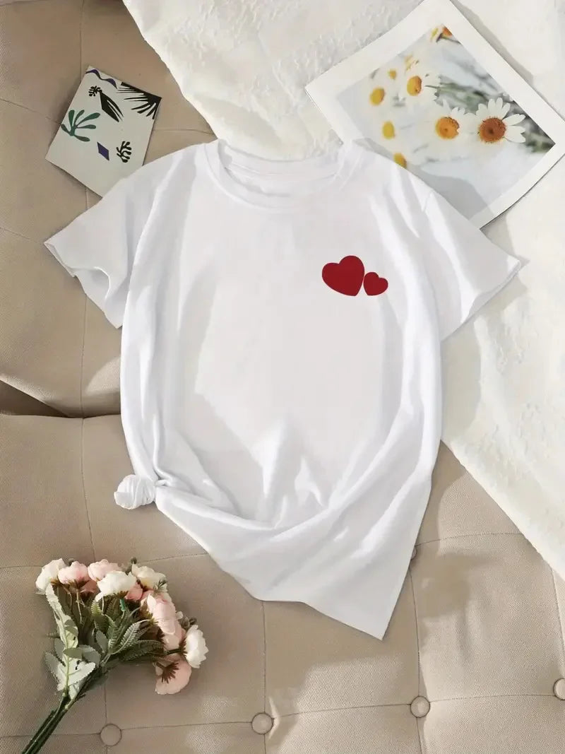 Red Heart Print Women's T-Shirt
