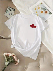 Red Heart Print Women's T-Shirt