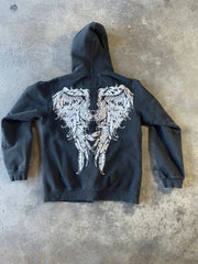 Men Hoodies Printed Pattern Zip Up Sweatshirt Streetwear 