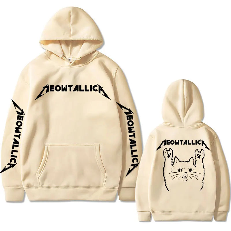 2024 Meowtallica Cat Rock Music Men Hoodies