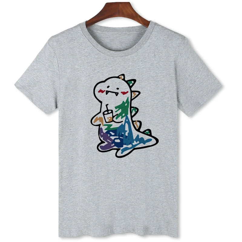 Cute Dinosaur Graffiti T-shirt Men Casual Summer