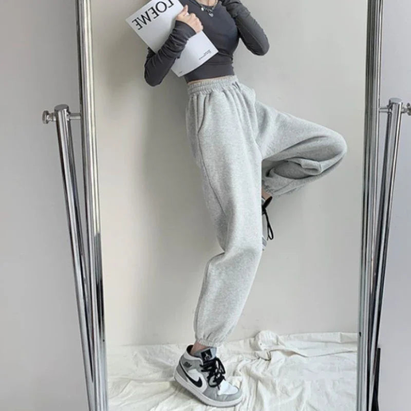 Sweatpants Jogger Wide Leg Style High waisted Basic Jogging