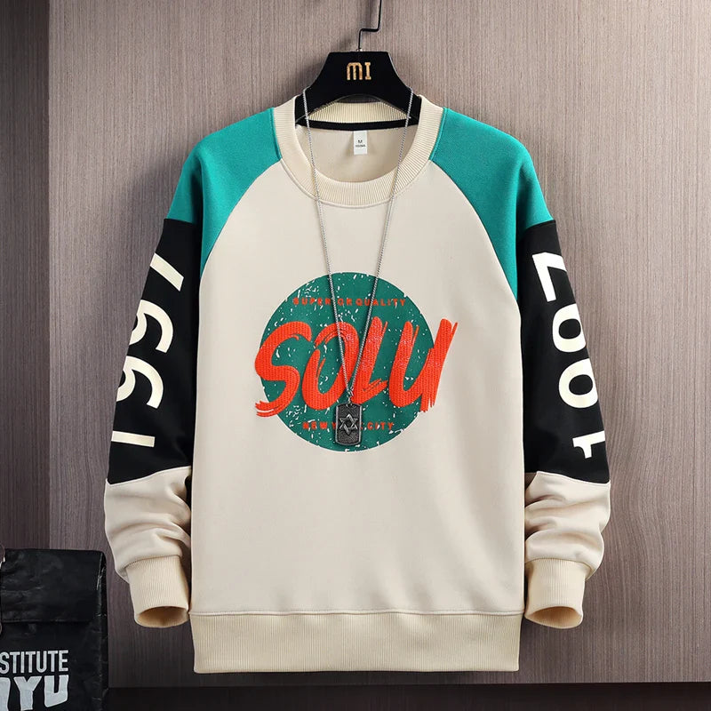 2023 Oversized Crewneck Sweatshirt Men Korean Streetwear