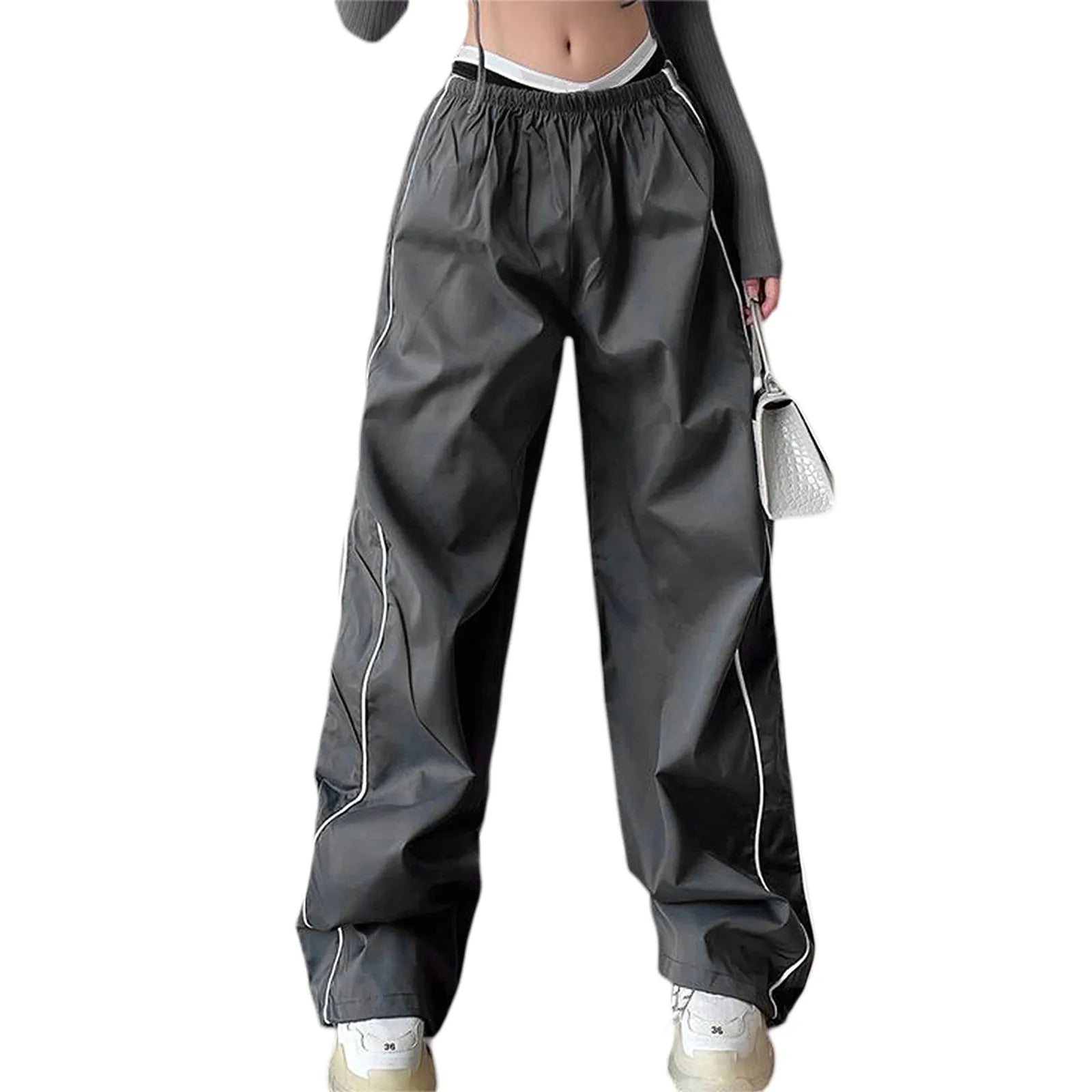 Y2K Baggy Cargo Pants for Women Drawstring Elastic Low Waist Loose