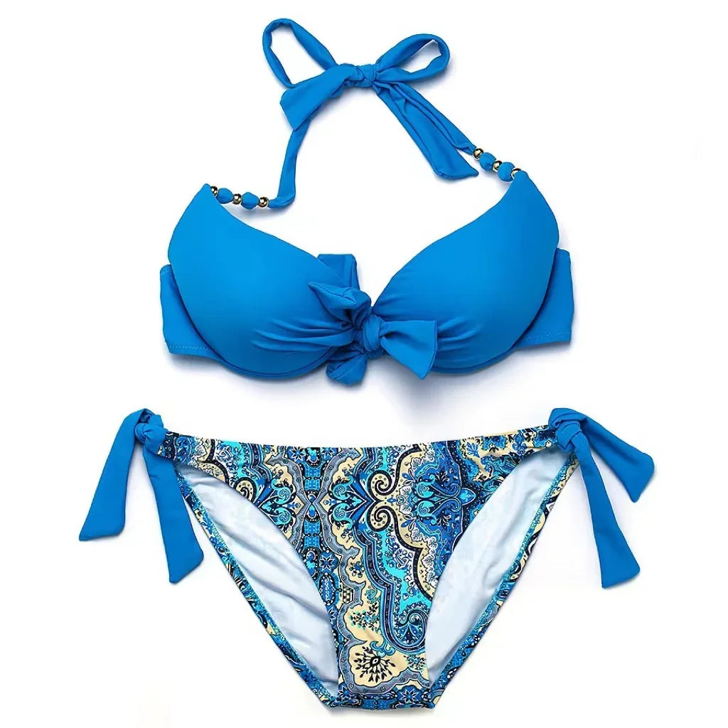 2024 Print Bandage Bikinis Sexy Push-Up Swimsuit