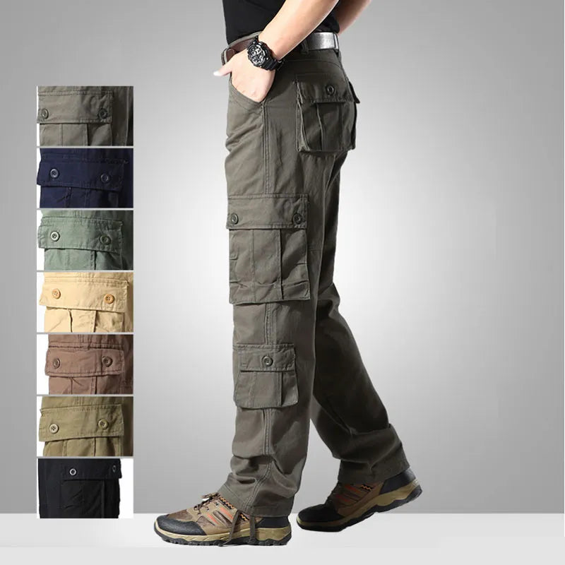 Mens Cargo Pants Safari Style Multi Pockets Military Tactical Outdoor